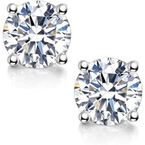 Moissanite StudEarrings,0.6ct-2ct DF Color Brilliant RoundCut LabCreated Diamond